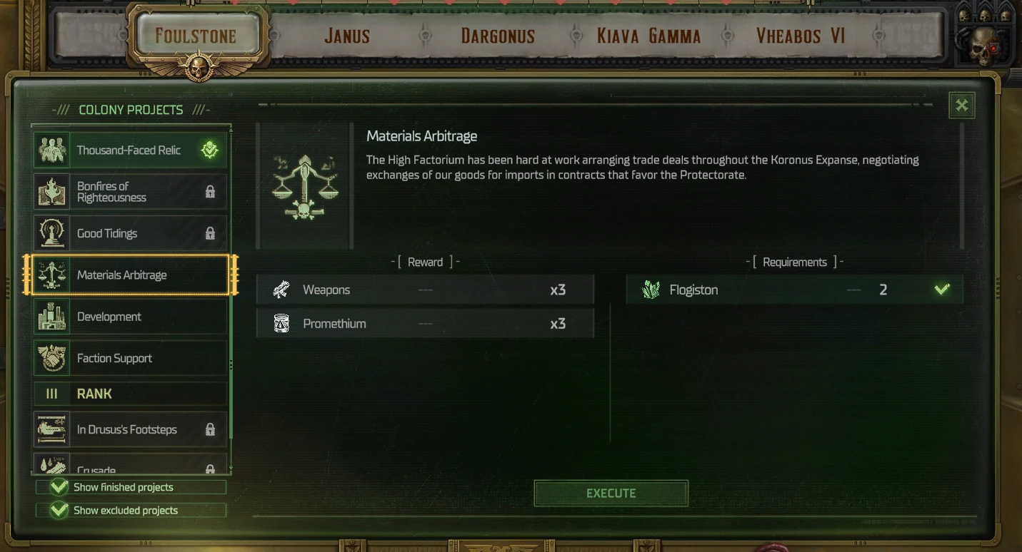 Expanded Colony Projects mod for Warhammer 40,000: Rogue Trader