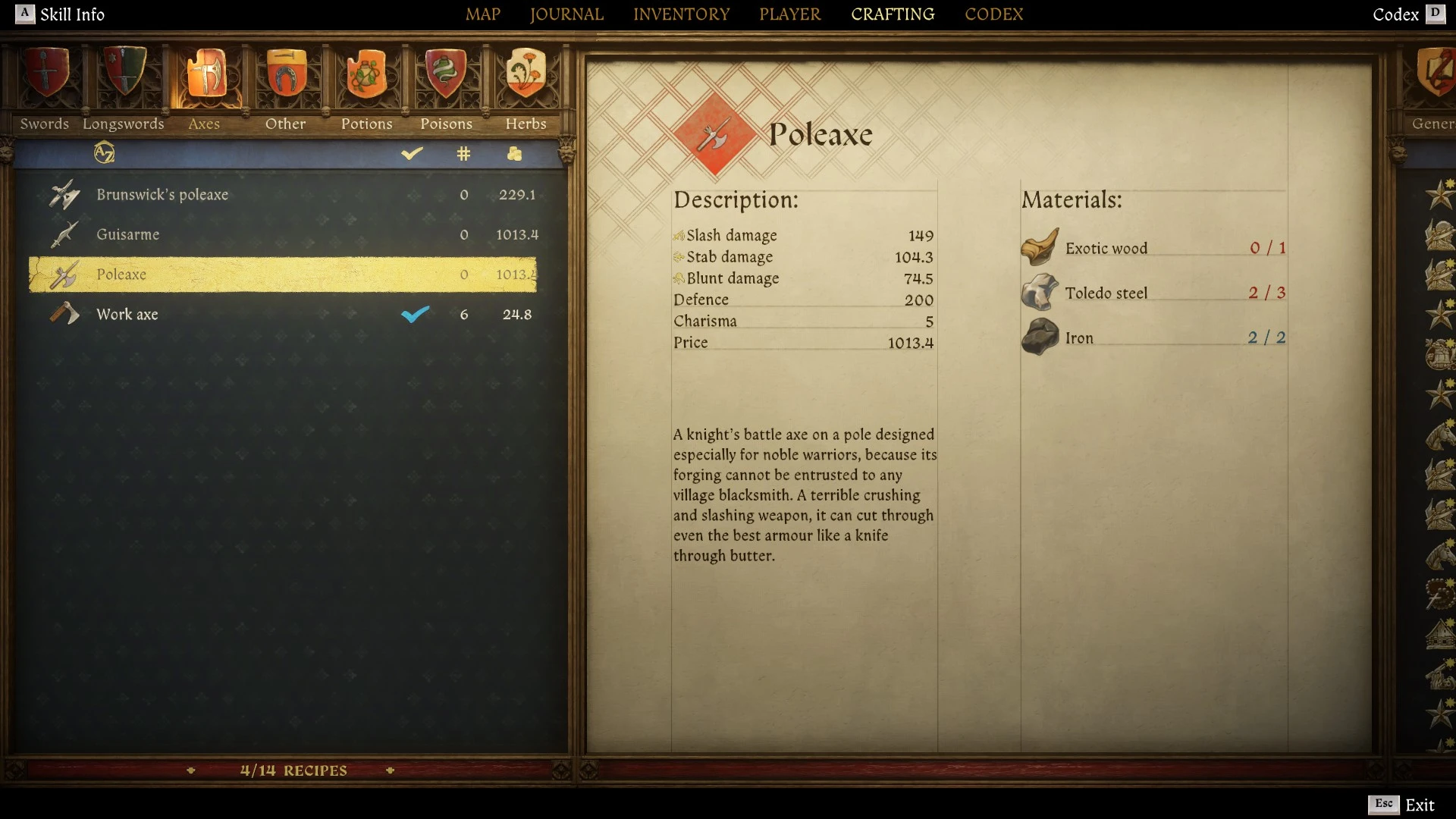 Polearm Recipes - PTF mod for Kingdom Come: Deliverance II