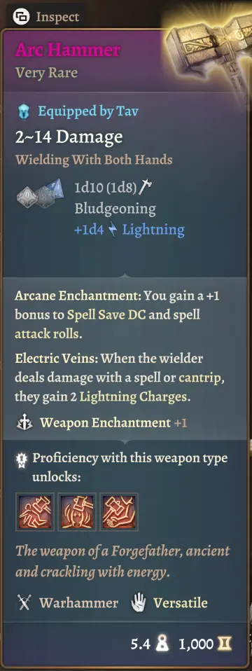 Arc Hammer mod for Baldur's Gate 3