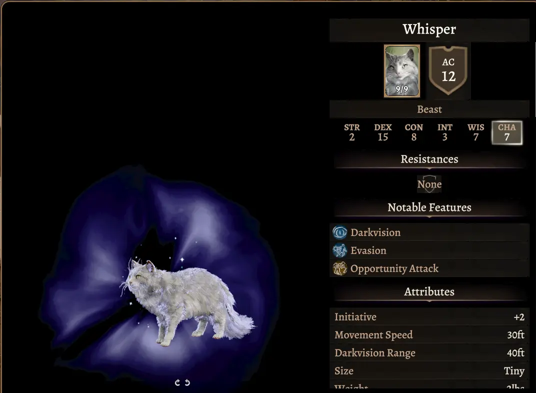 Summon Whisper the Ghost Cat mod for Baldur's Gate 3