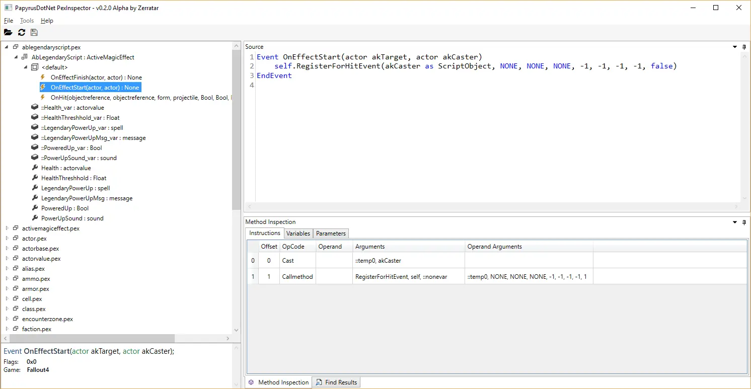 PexInspector (Fallout 4 and Skyrim Script Editor) mod for Fallout 4