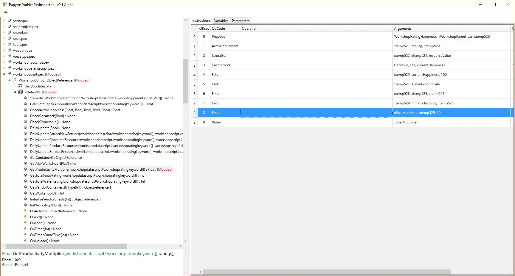 PexInspector (Fallout 4 and Skyrim Script Editor) mod for Fallout 4