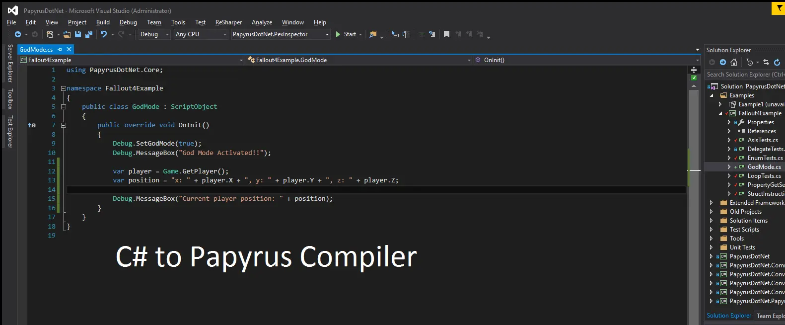 PapyrusDotNet (CSharp to Papyrus Compiler) mod for Fallout 4