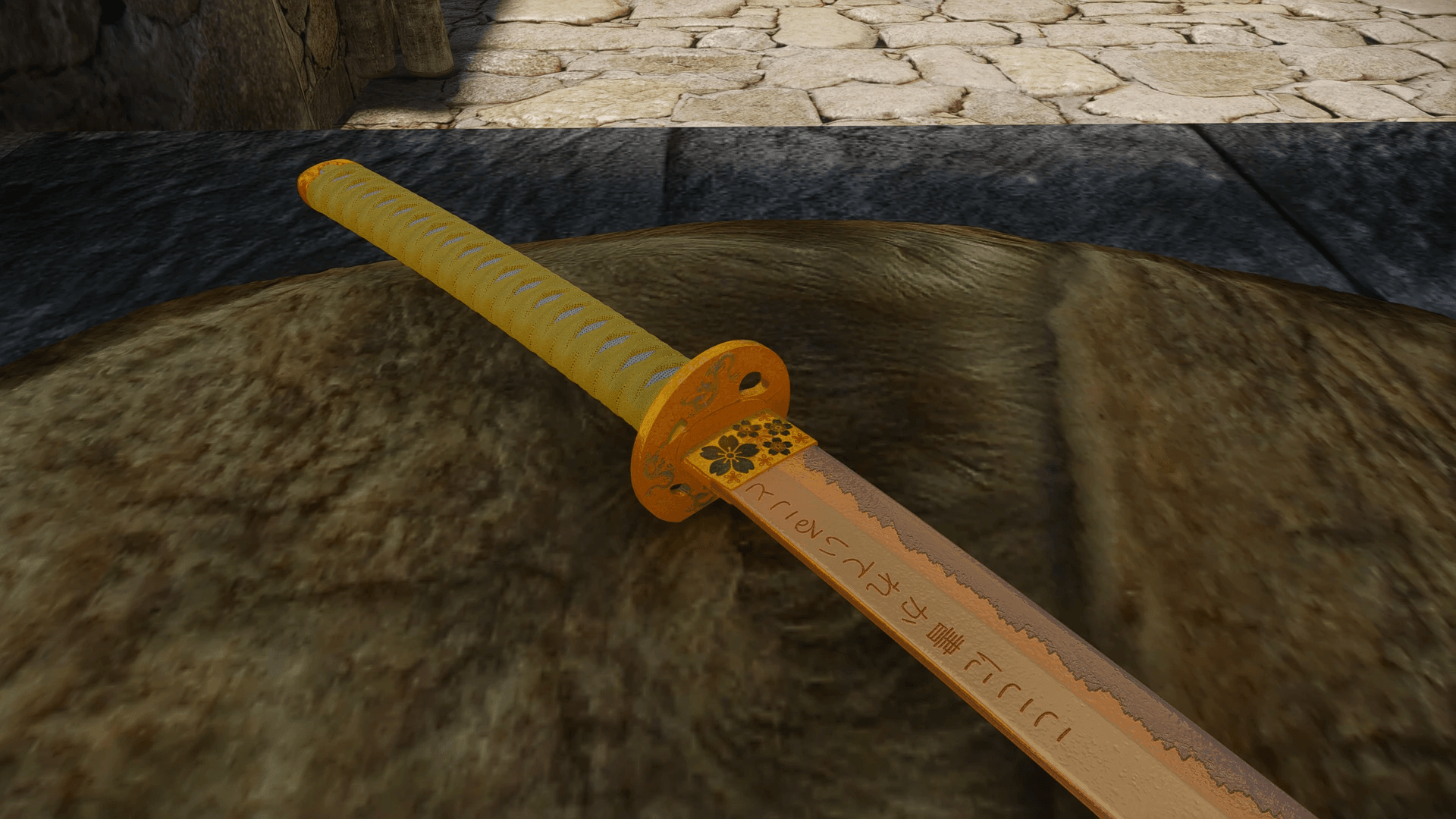 Gold Great Katana mod for The Elder Scrolls V: Skyrim Special Edition