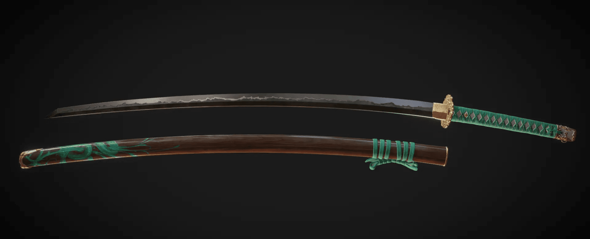 Jade Dragon Katana 1-2h SE mod for The Elder Scrolls V: Skyrim Special Edition