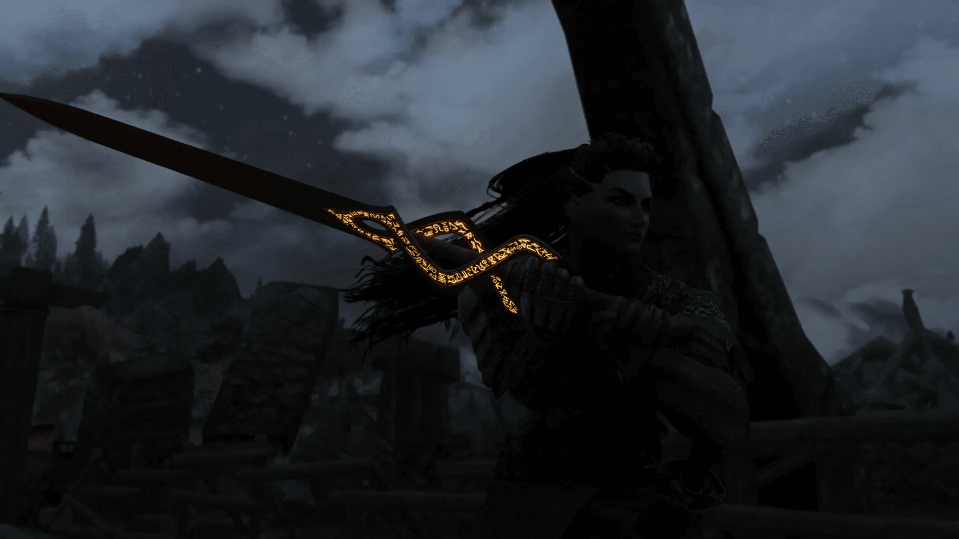 Runic two-handed sword mod for The Elder Scrolls V: Skyrim Special Edition