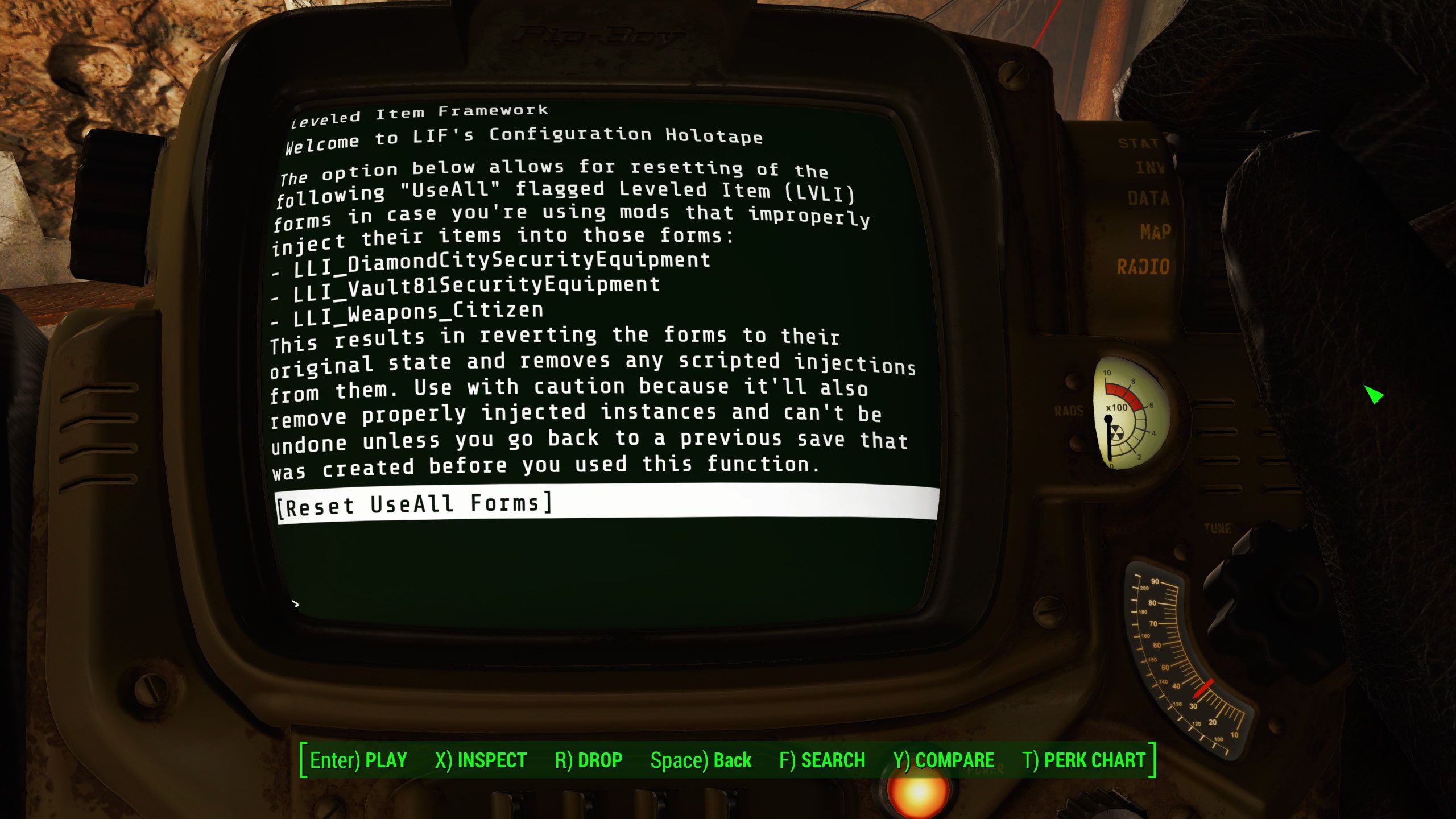 Leveled Item Fixes (LIF) mod for Fallout 4