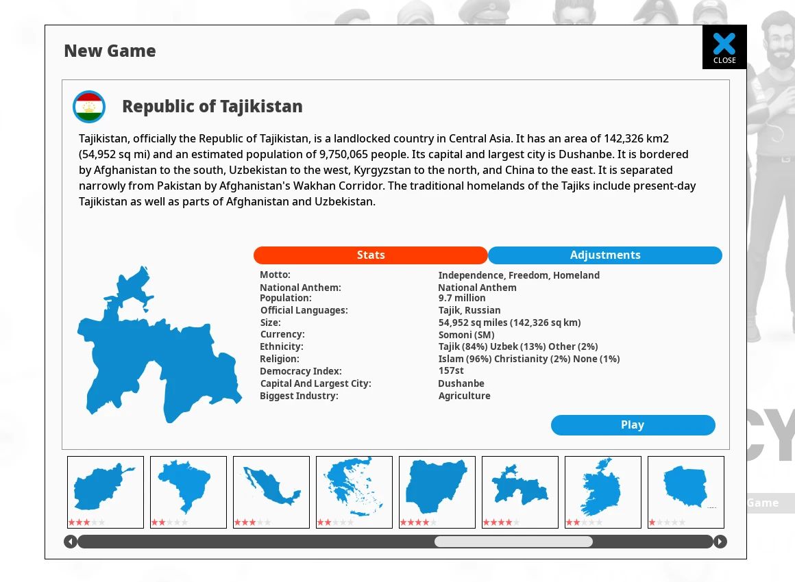 Tajikistan mod for Democracy 4