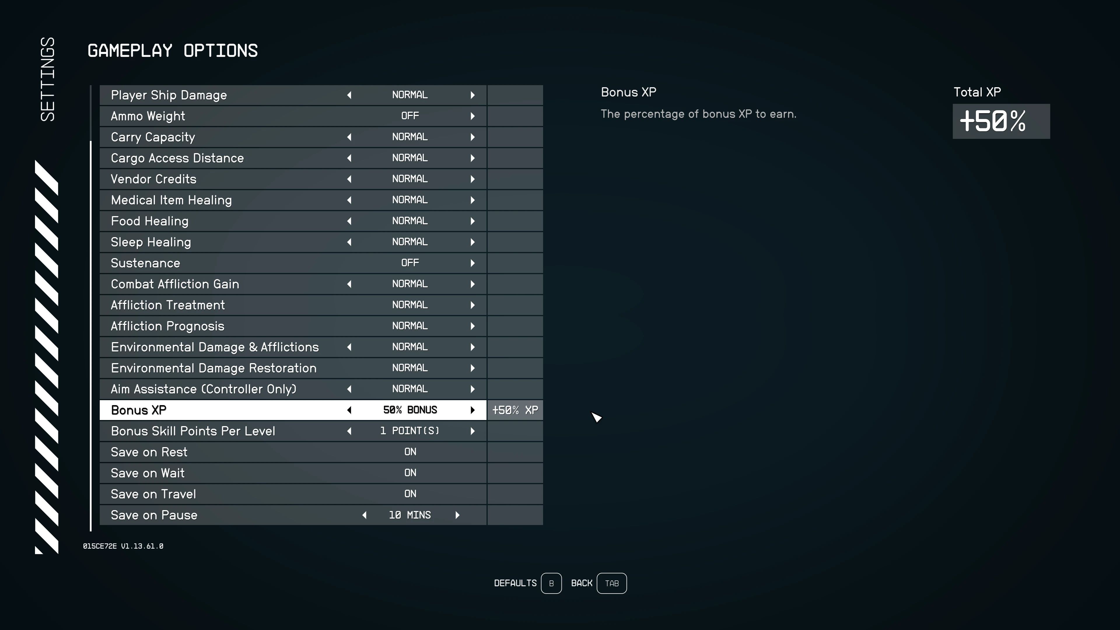 Baka Leveling Bonuses mod for Starfield