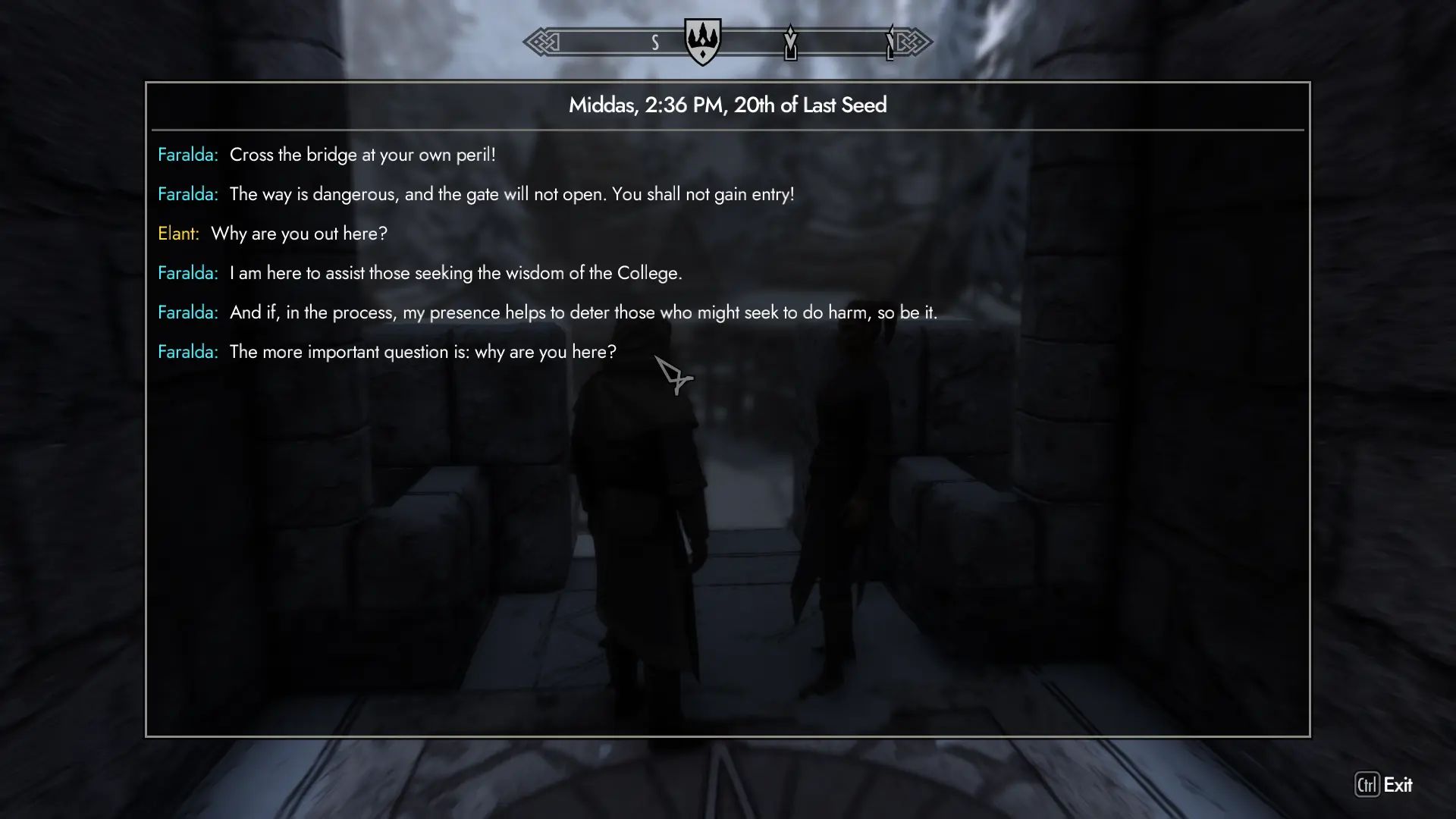 Dialogue History mod for The Elder Scrolls V: Skyrim Special Edition