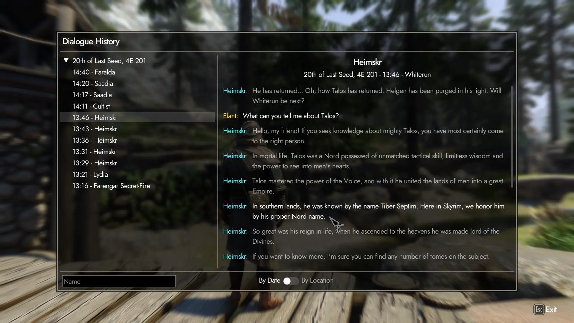 Dialogue History mod for The Elder Scrolls V: Skyrim Special Edition