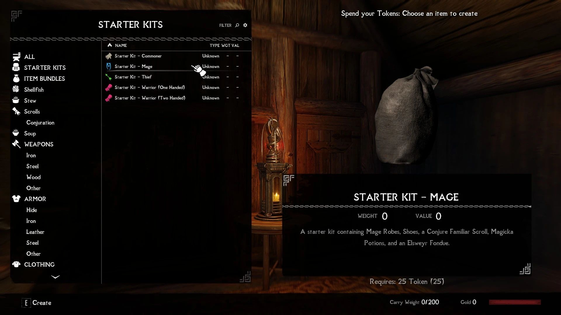 Starter Kits - Starting Choices Addon mod for The Elder Scrolls V: Skyrim Special Edition