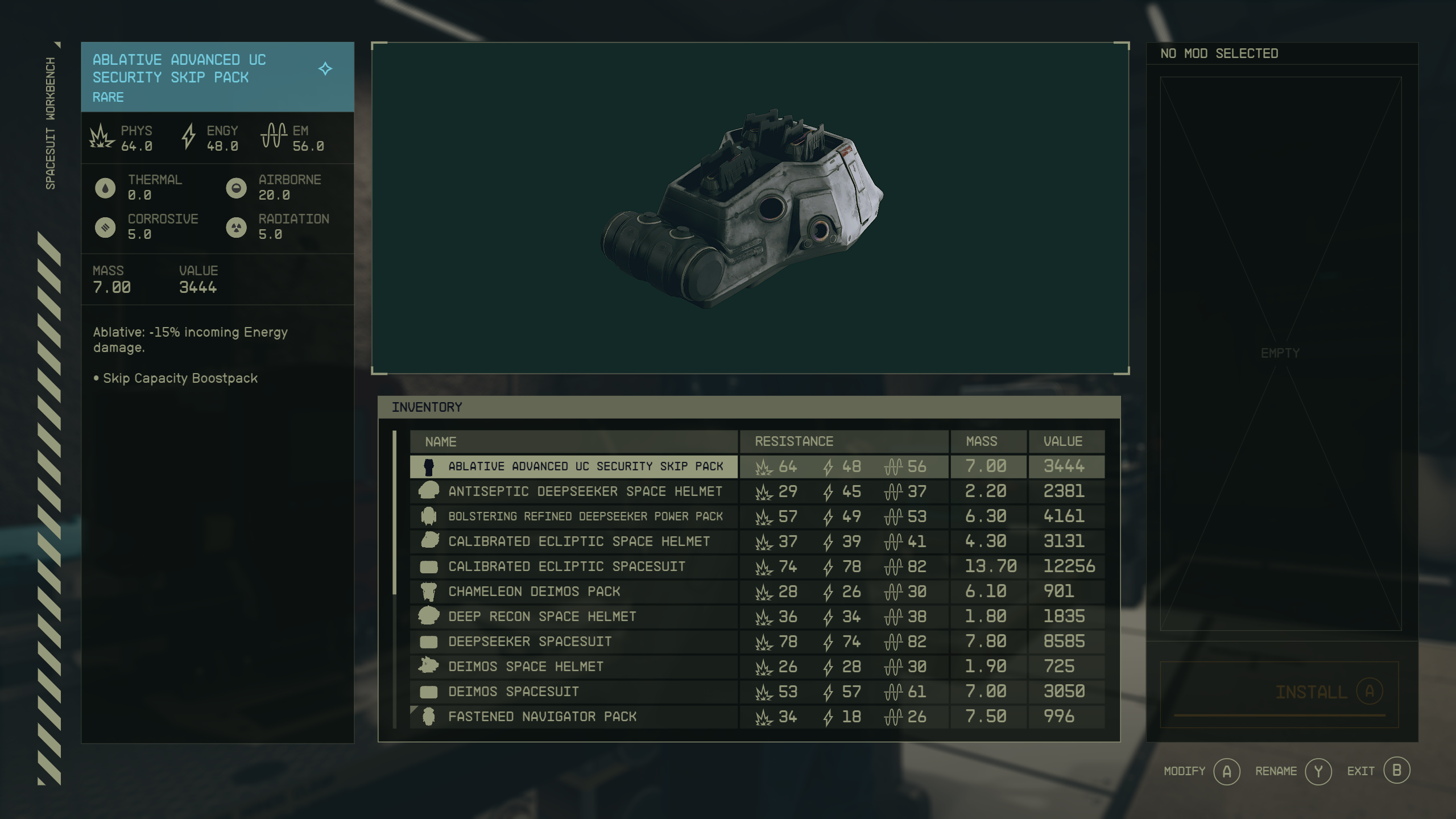 Compact Crafting UI mod for Starfield