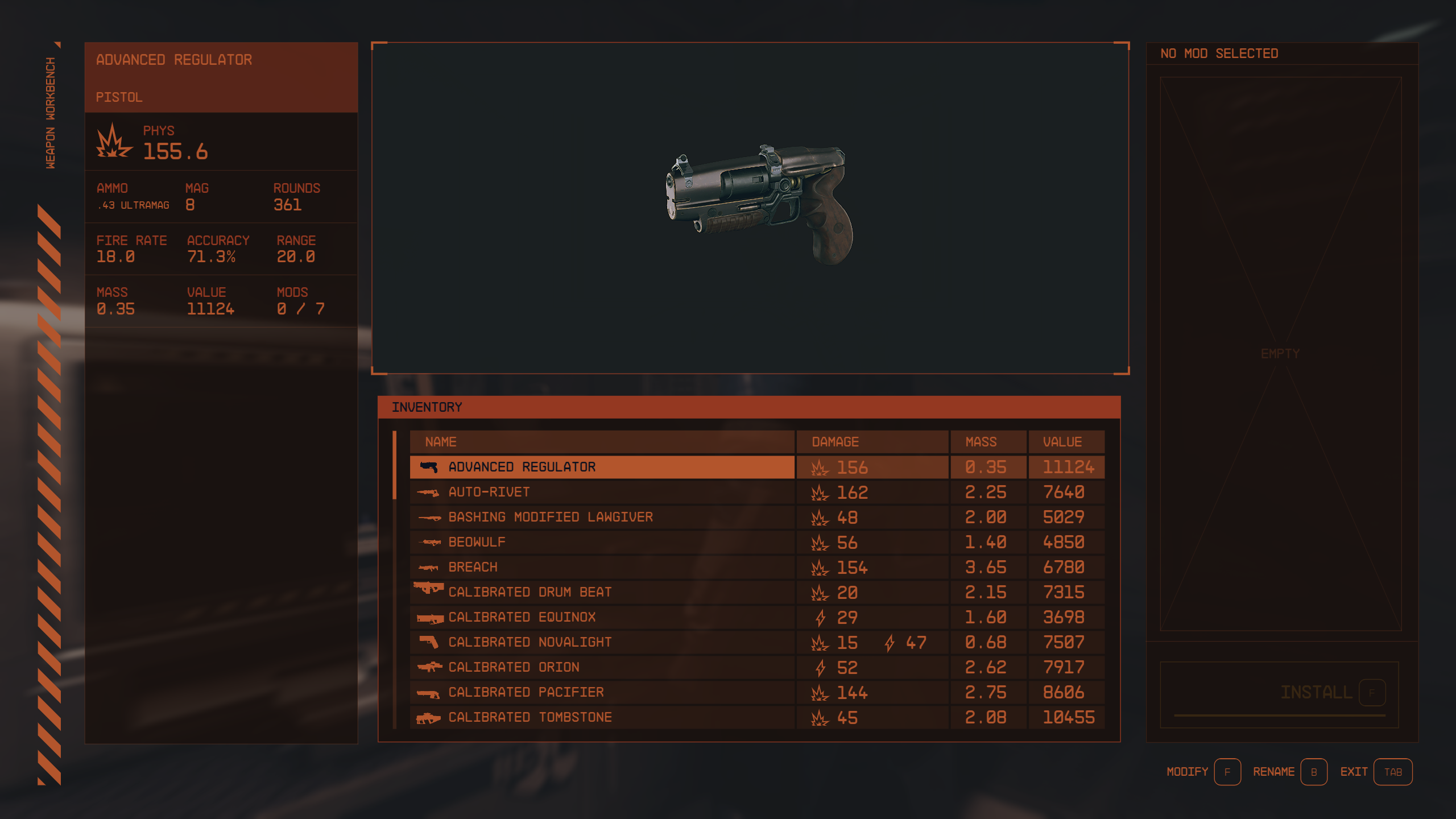 Compact Crafting UI mod for Starfield