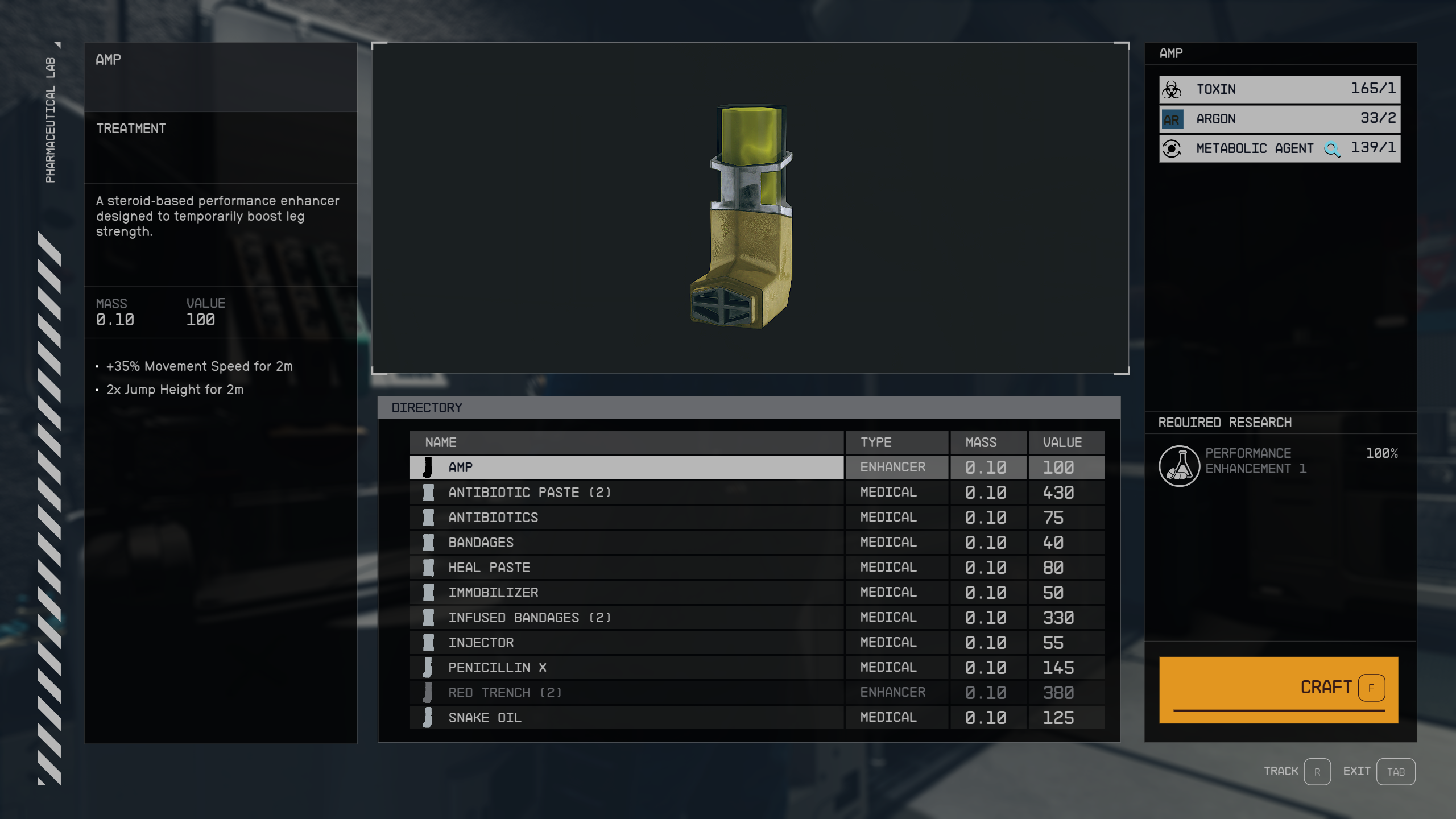 Compact Crafting UI mod for Starfield