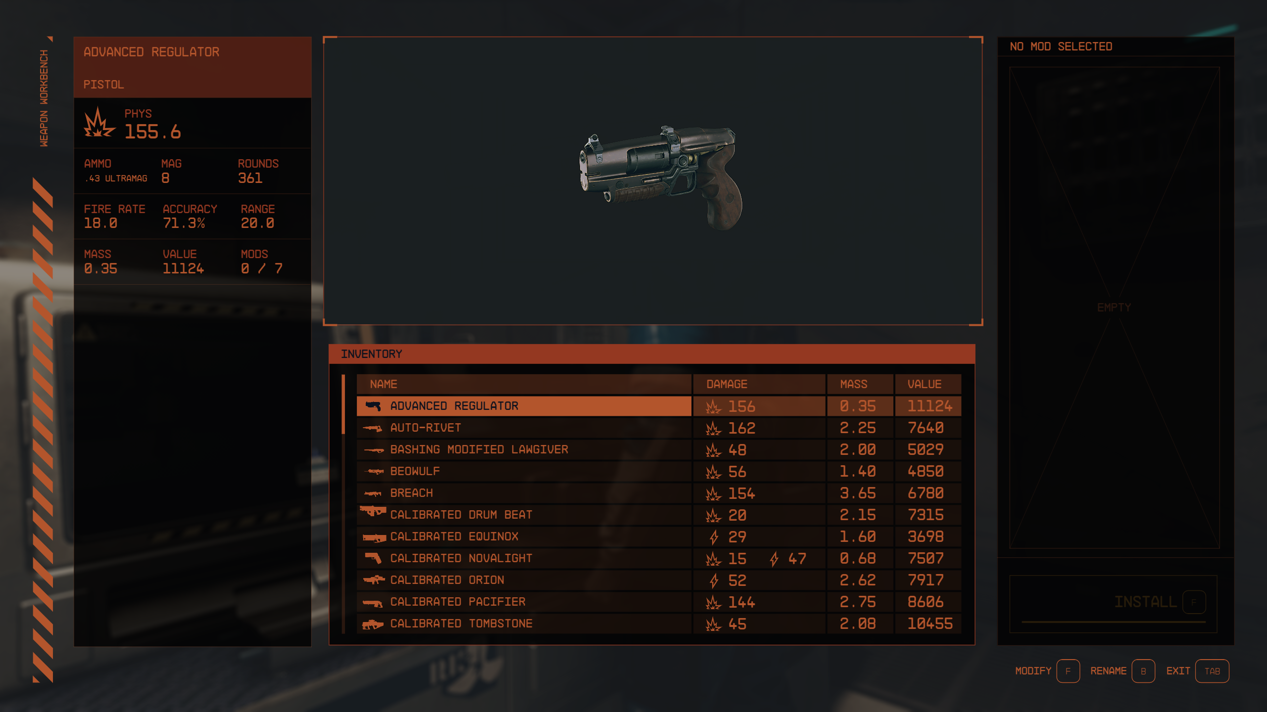 Compact Crafting UI mod for Starfield