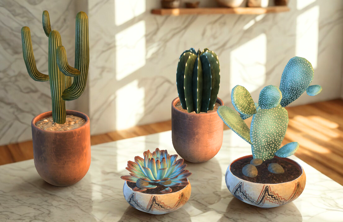 Boho cactus set mod for The Sims 4 