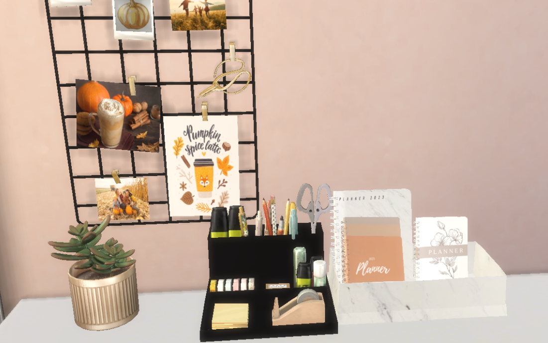 Aesthetic fall study board mod for The Sims 4 