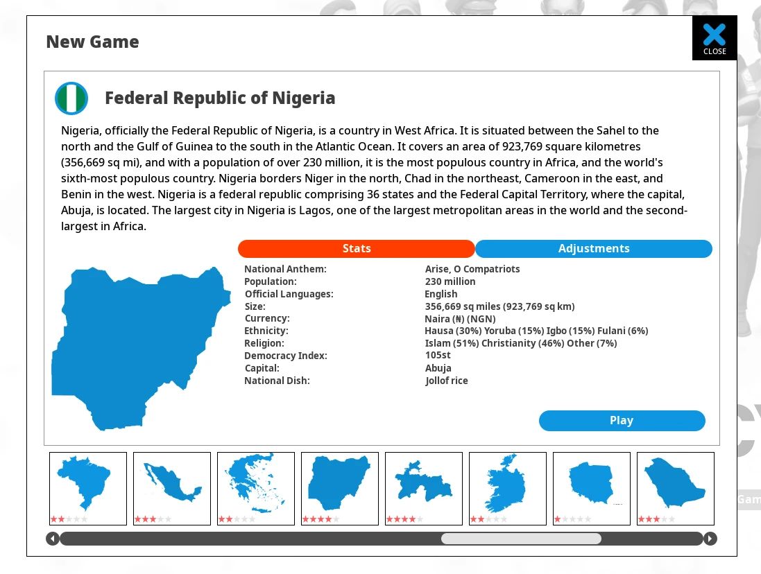 Nigeria mod for Democracy 4