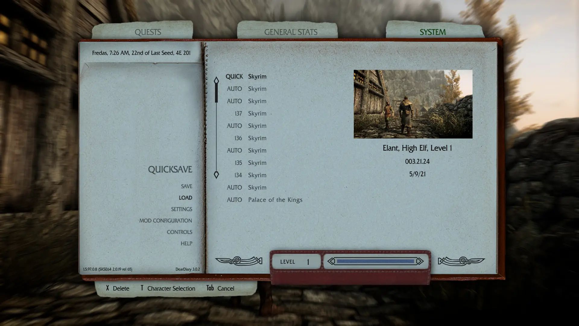 Regional Save Names mod for The Elder Scrolls V: Skyrim Special Edition