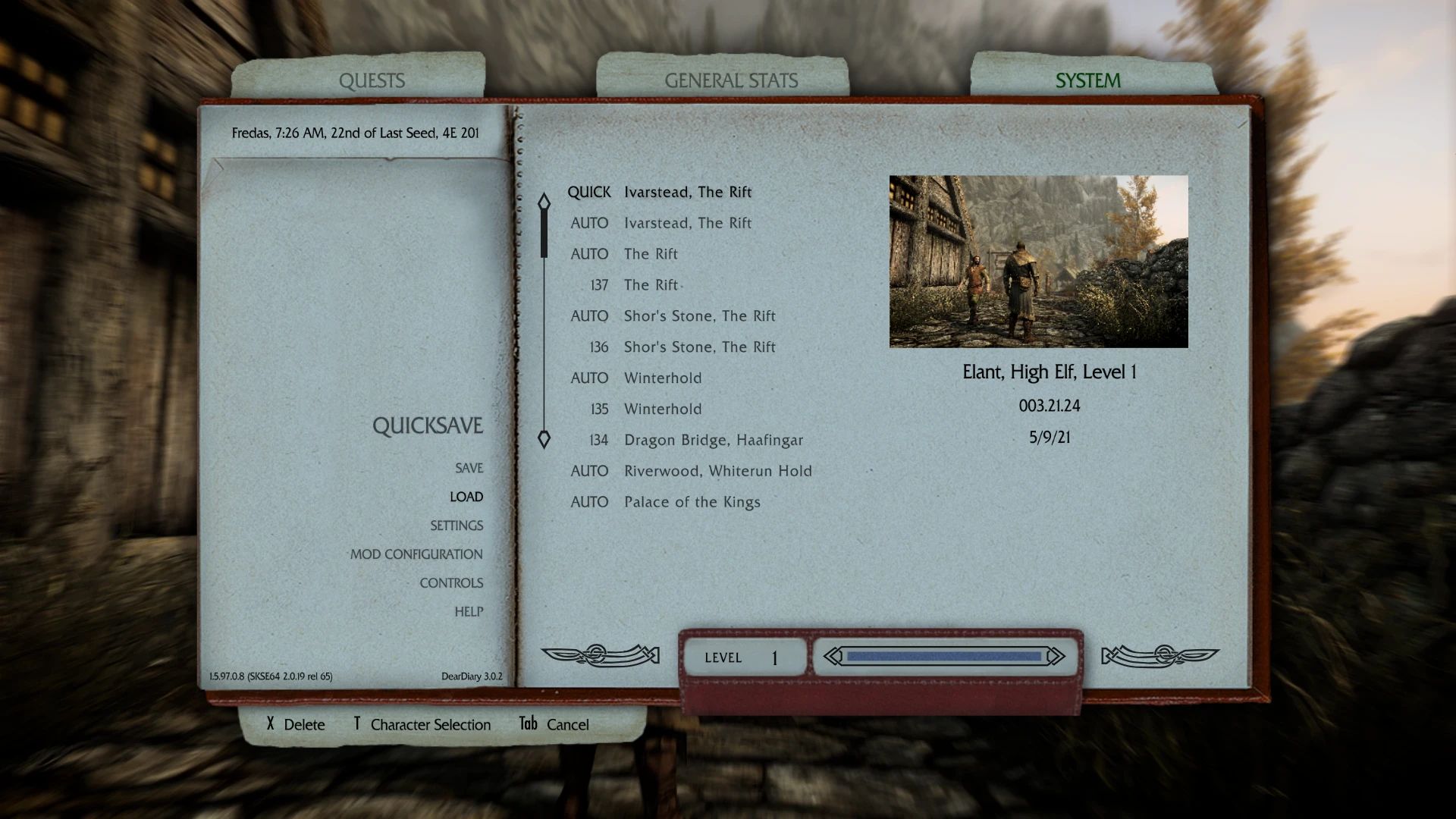 Regional Save Names mod for The Elder Scrolls V: Skyrim Special Edition