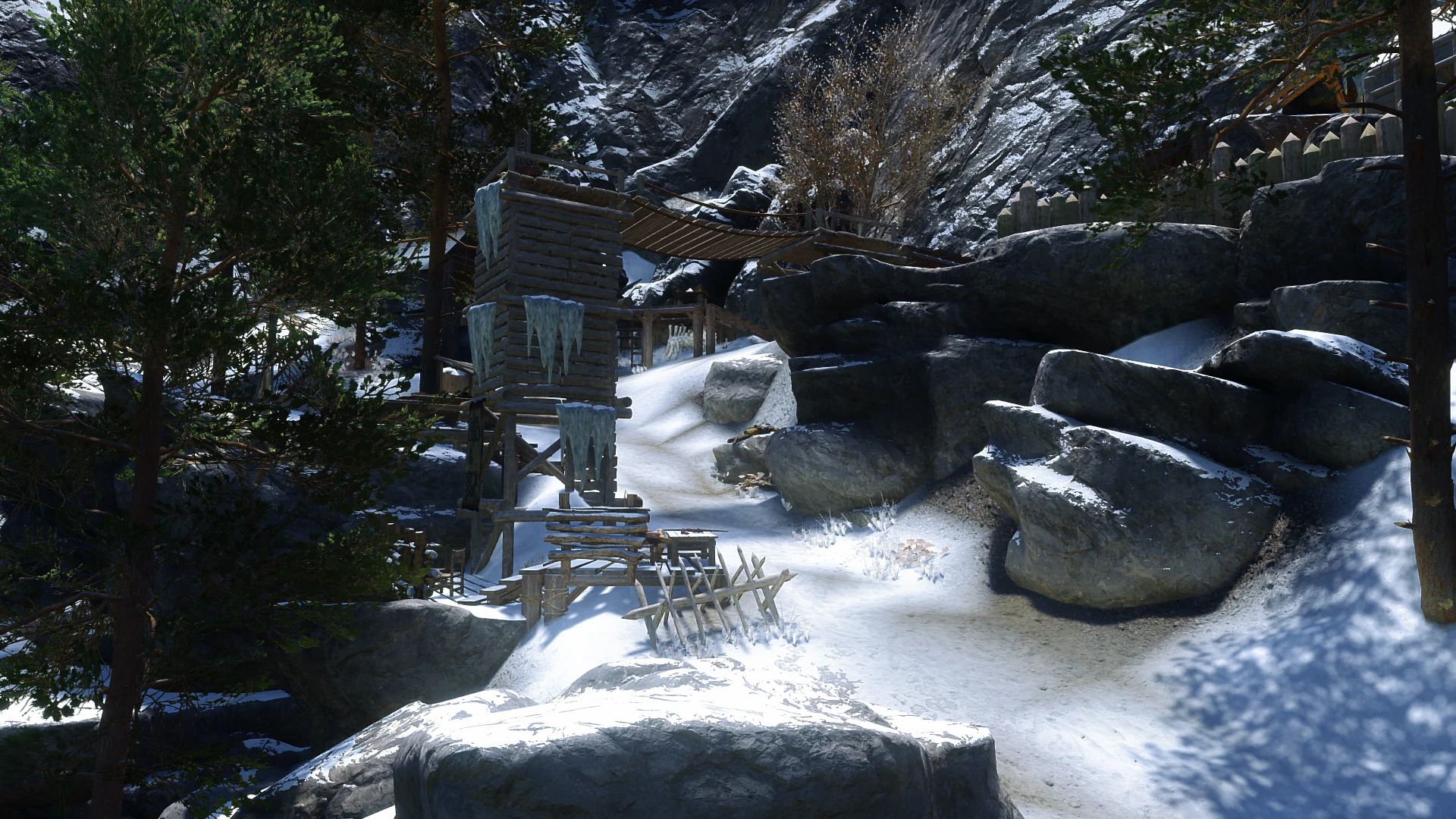 Skybound Underhang Camp mod for The Elder Scrolls V: Skyrim Special Edition