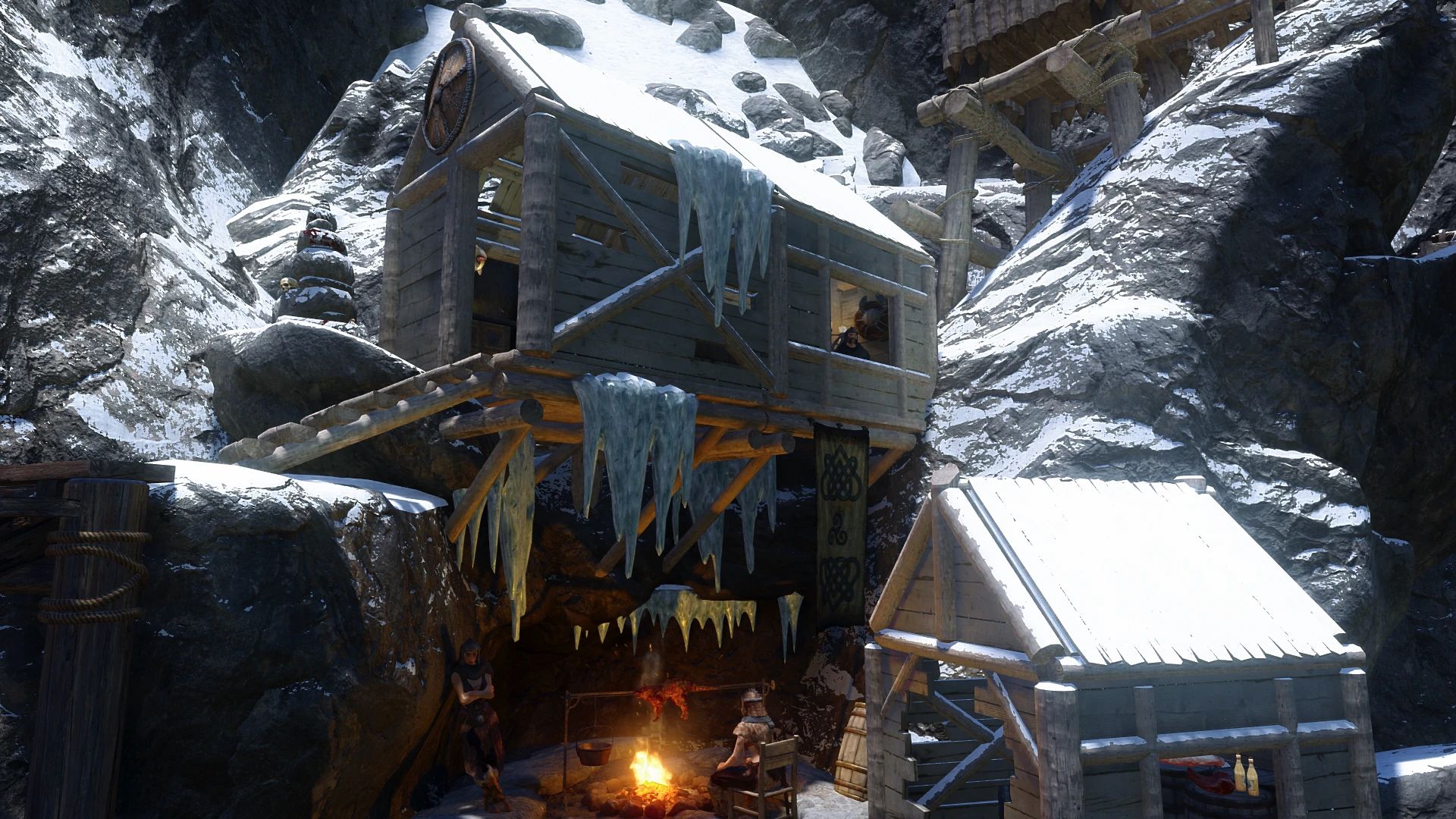 Skybound Underhang Camp mod for The Elder Scrolls V: Skyrim Special Edition