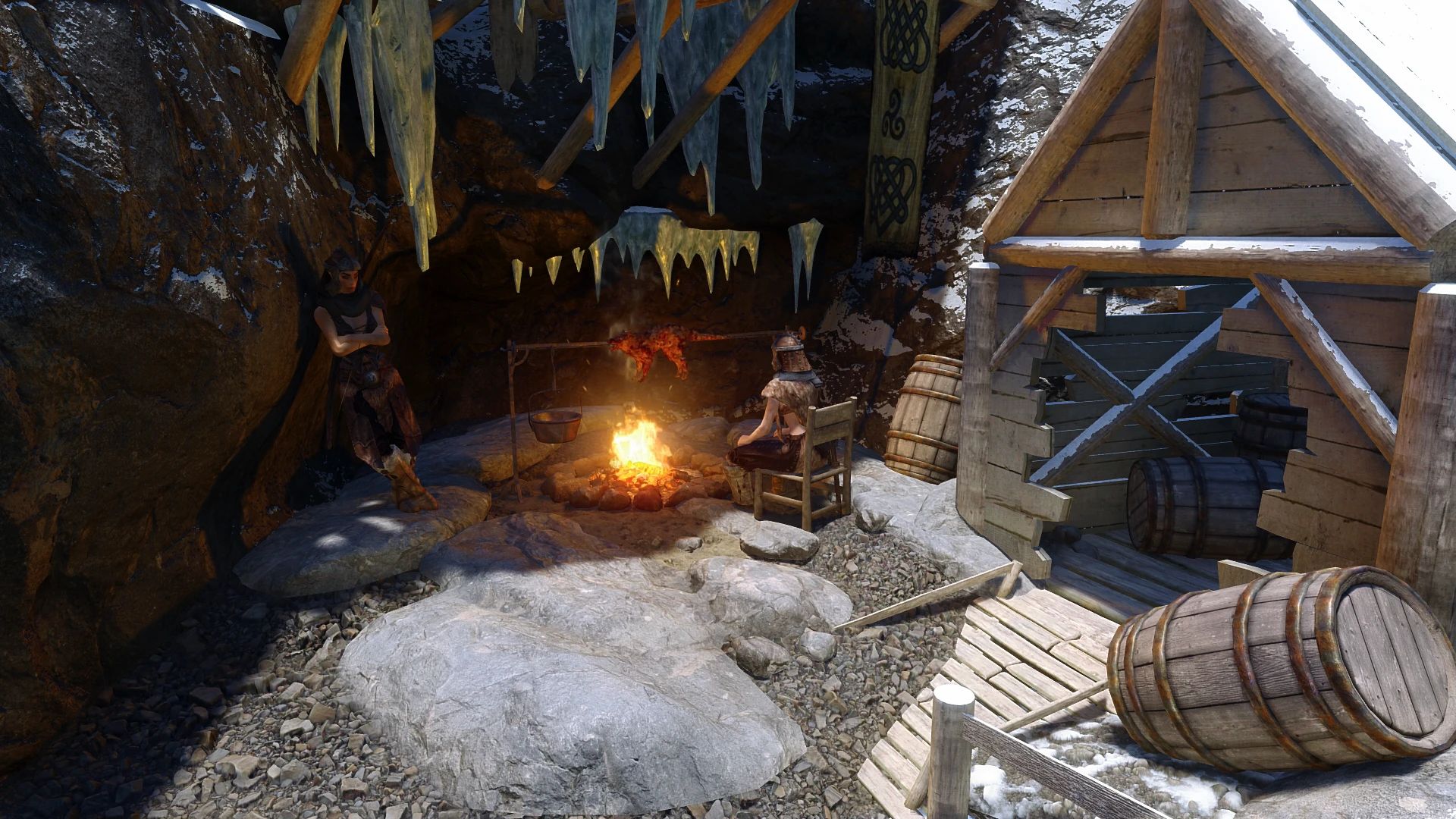 Skybound Underhang Camp mod for The Elder Scrolls V: Skyrim Special Edition
