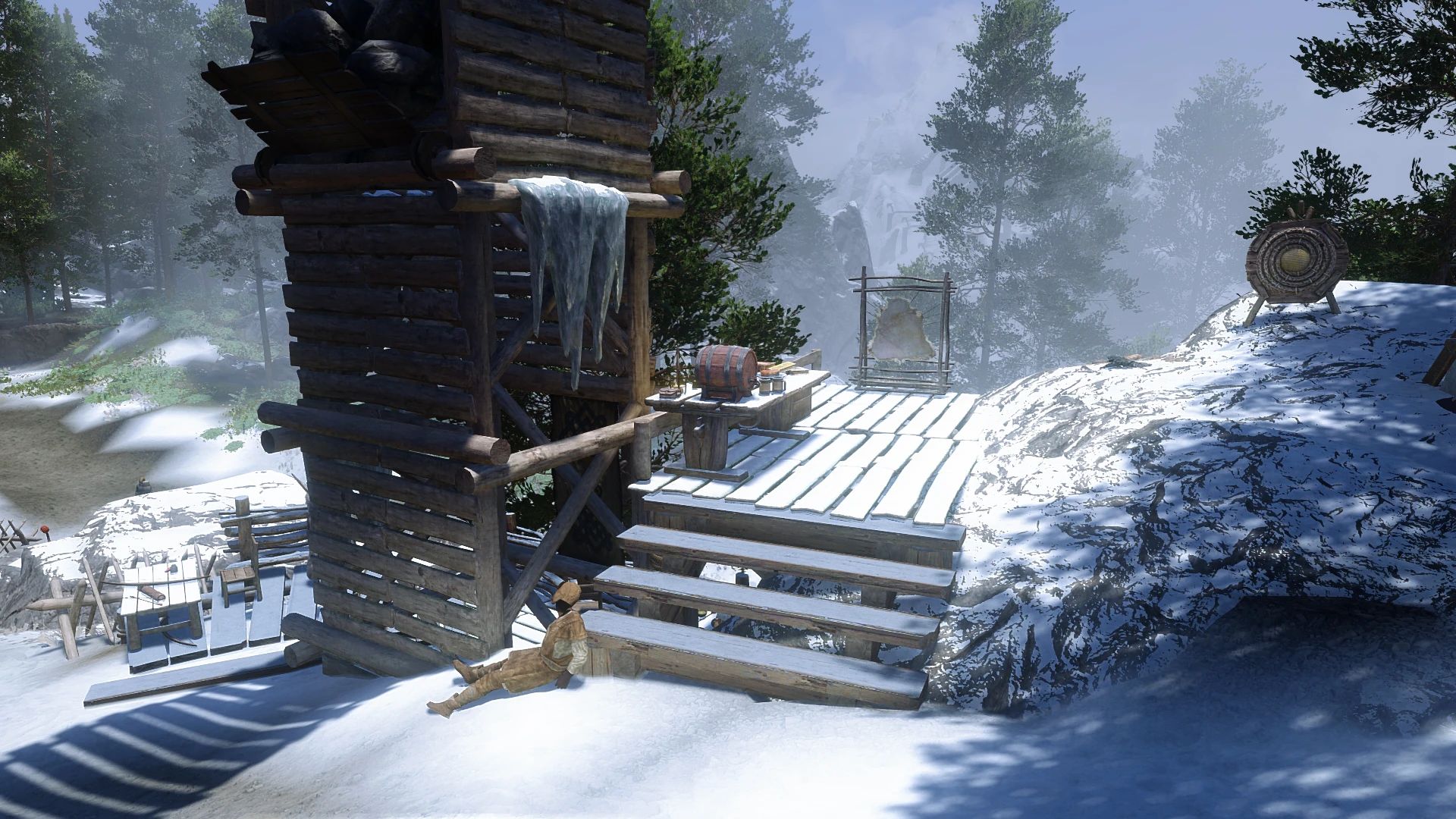 Skybound Underhang Camp mod for The Elder Scrolls V: Skyrim Special Edition