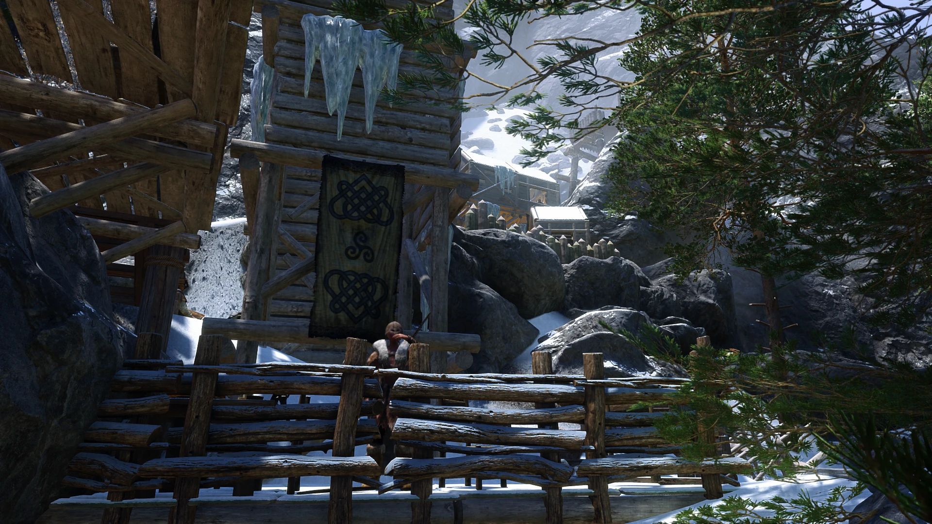 Skybound Underhang Camp mod for The Elder Scrolls V: Skyrim Special Edition