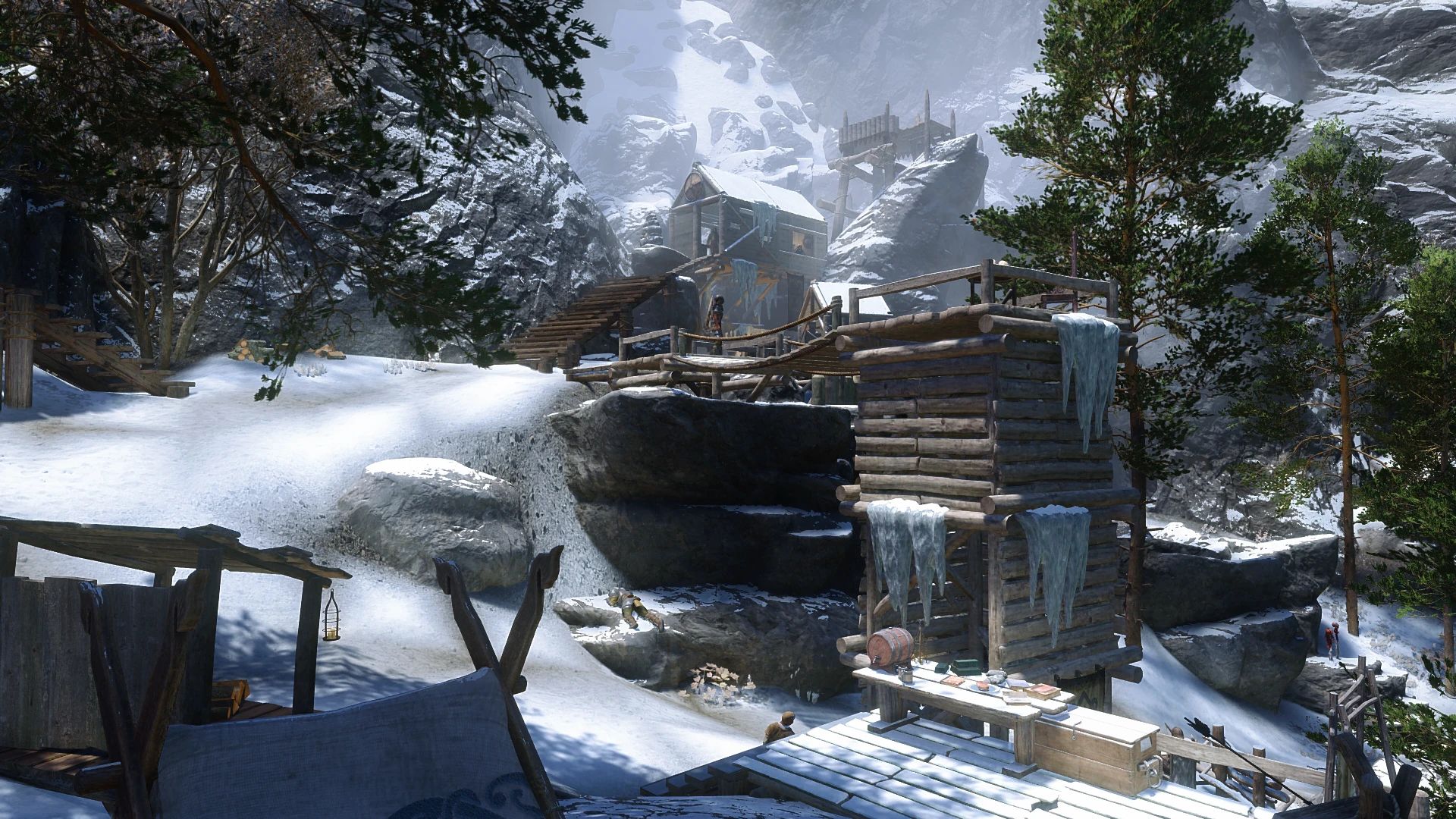 Skybound Underhang Camp mod for The Elder Scrolls V: Skyrim Special Edition