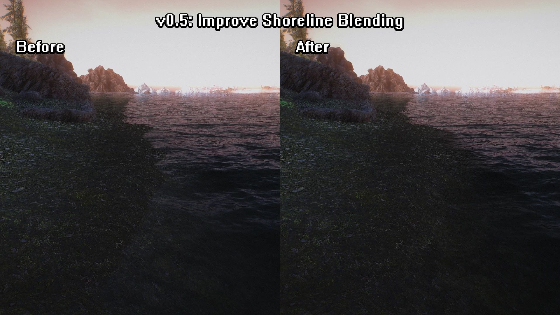 Simplicity of Sea - Water Mod with ENB and Community Shaders Displacement Textures mod for The Elder Scrolls V: Skyrim Special Edition