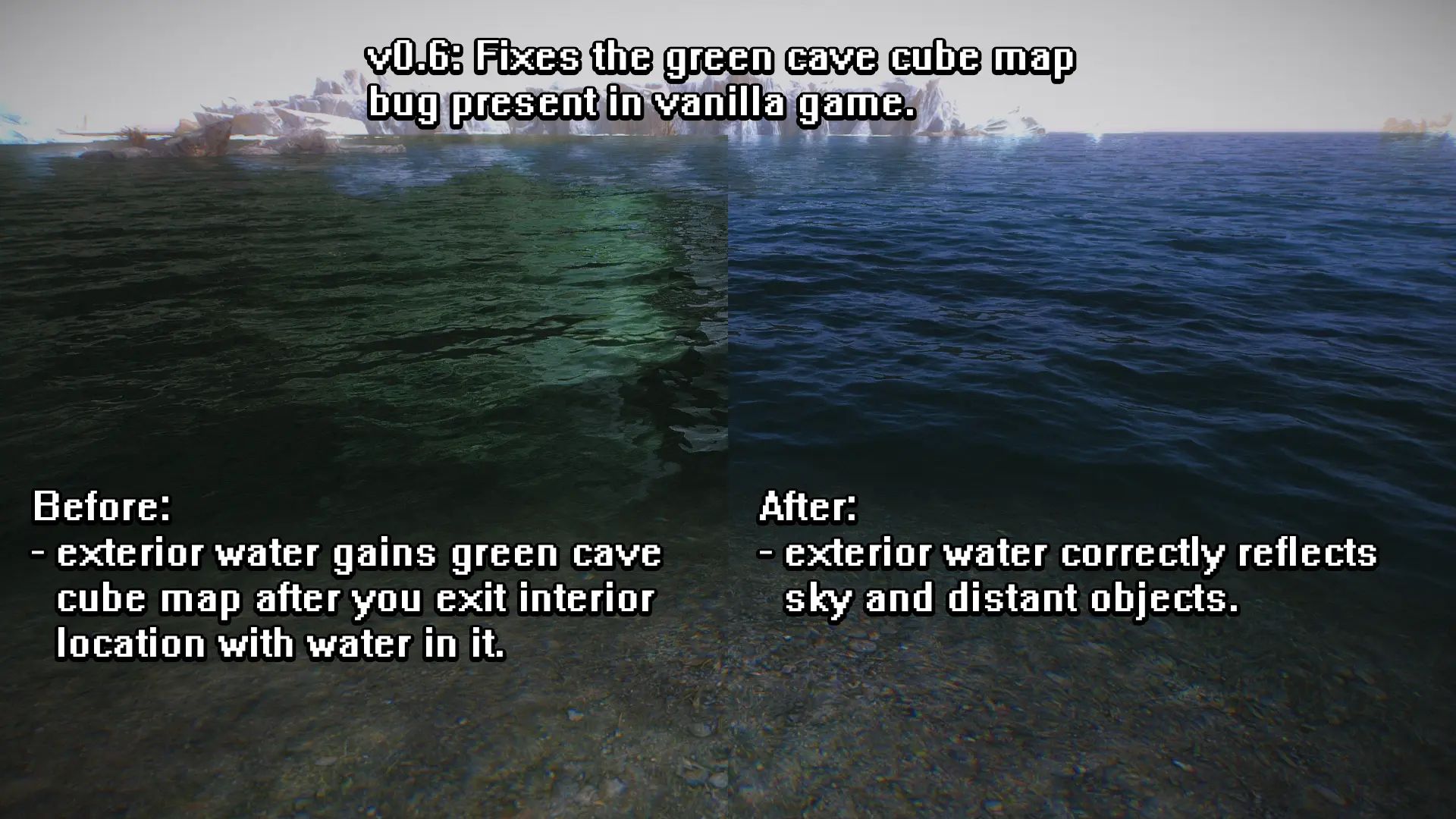 Simplicity of Sea - Water Mod with ENB and Community Shaders Displacement Textures mod for The Elder Scrolls V: Skyrim Special Edition