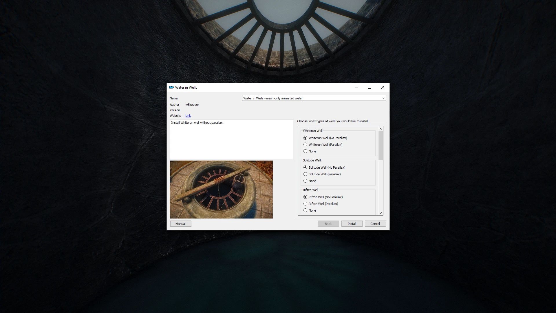 Water in Wells - mesh-only animated wells mod for The Elder Scrolls V: Skyrim Special Edition