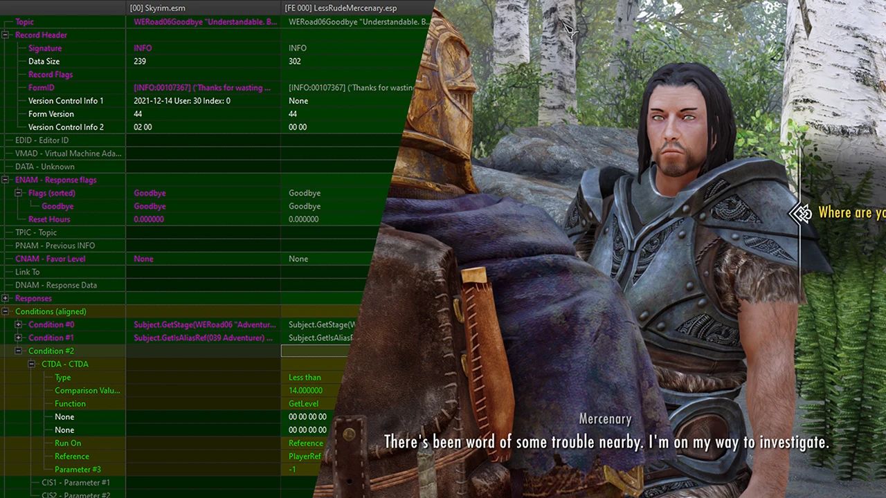 Less Rude Mercenary (Vanilla World Encounter) mod for The Elder Scrolls V: Skyrim Special Edition