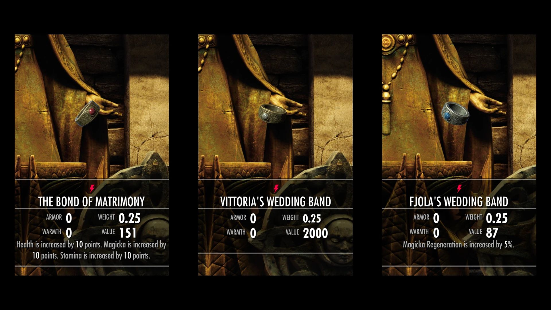 Bond of Matrimony (Wedding Band Enhancement - Left Hand Rings) mod for The Elder Scrolls V: Skyrim Special Edition