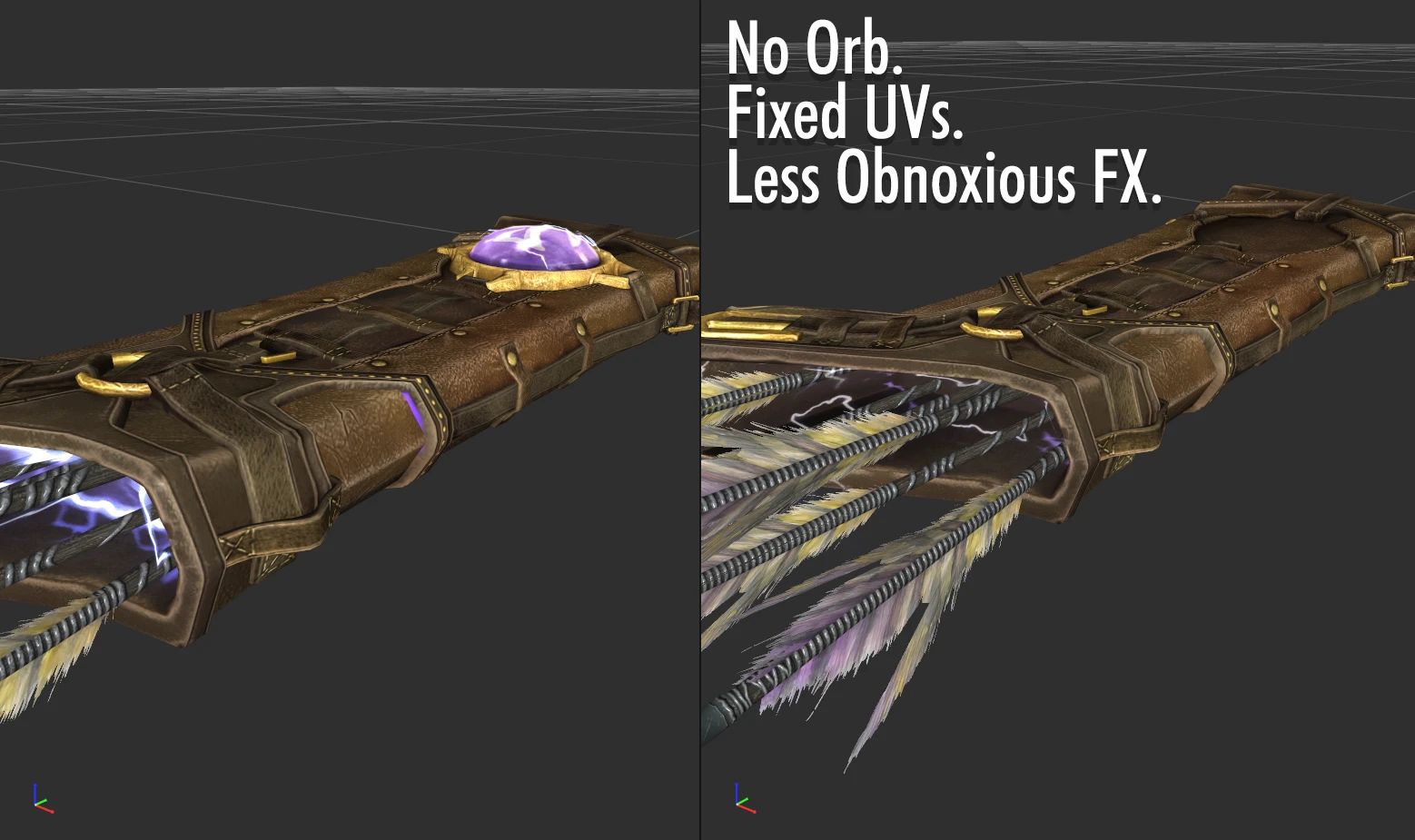 Less Ridiculous Arcane Archer Quivers (Fixed UVs - Particle Light - Creation Club) mod for The Elder Scrolls V: Skyrim Special Edition