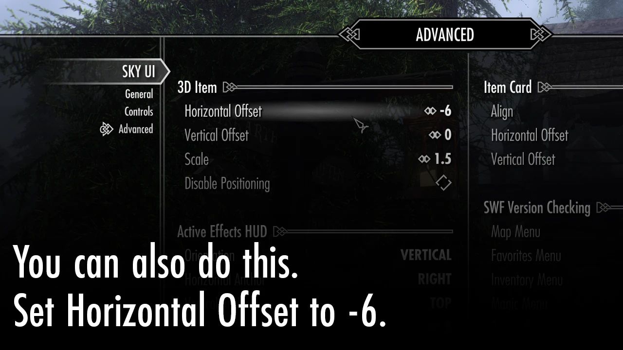 SkyUI 3D Item Offset Fix (Centered Item Card - Script Fix - Improvement) mod for The Elder Scrolls V: Skyrim Special Edition