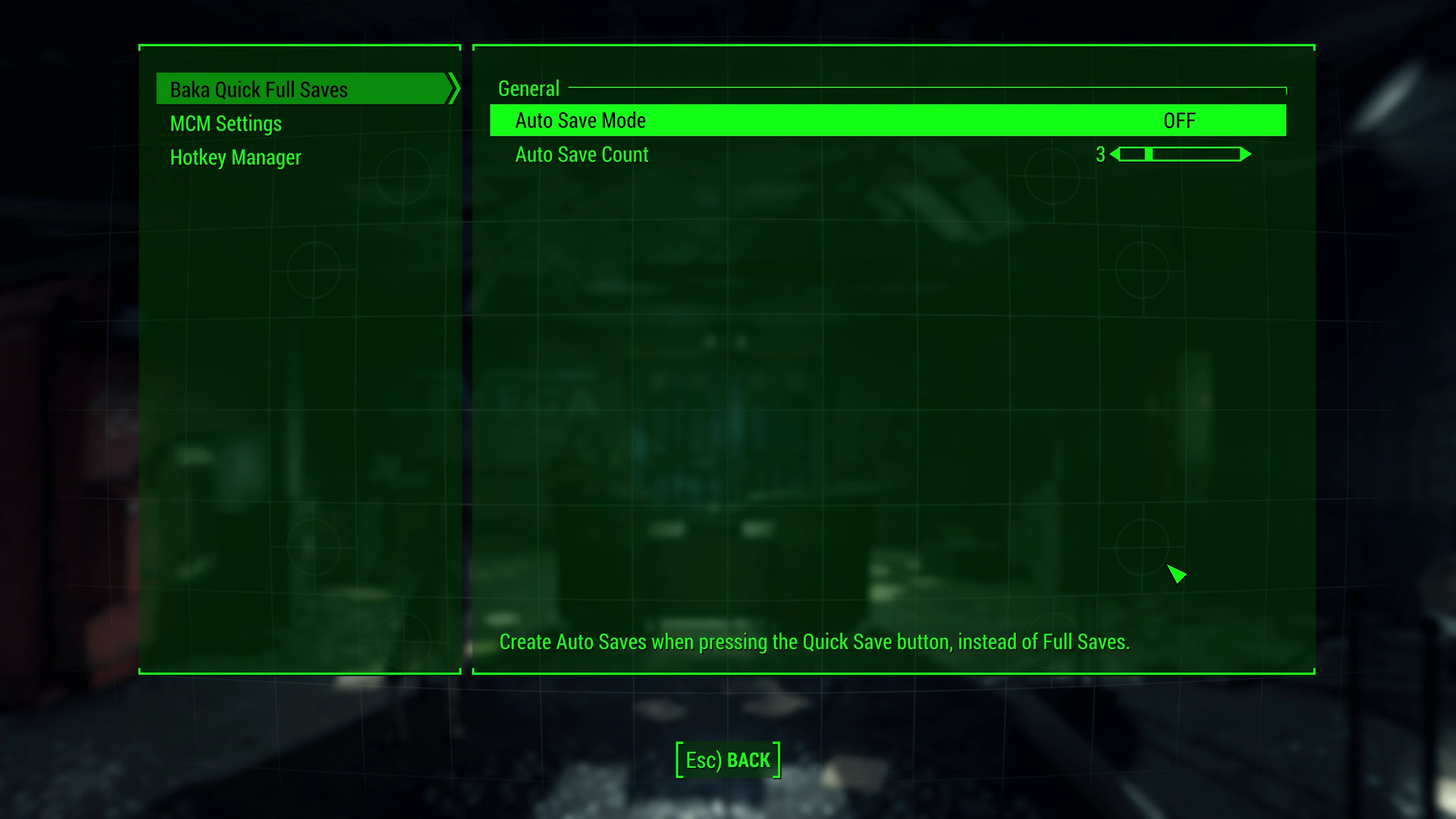 Baka Quick Full Saves mod for Fallout 4