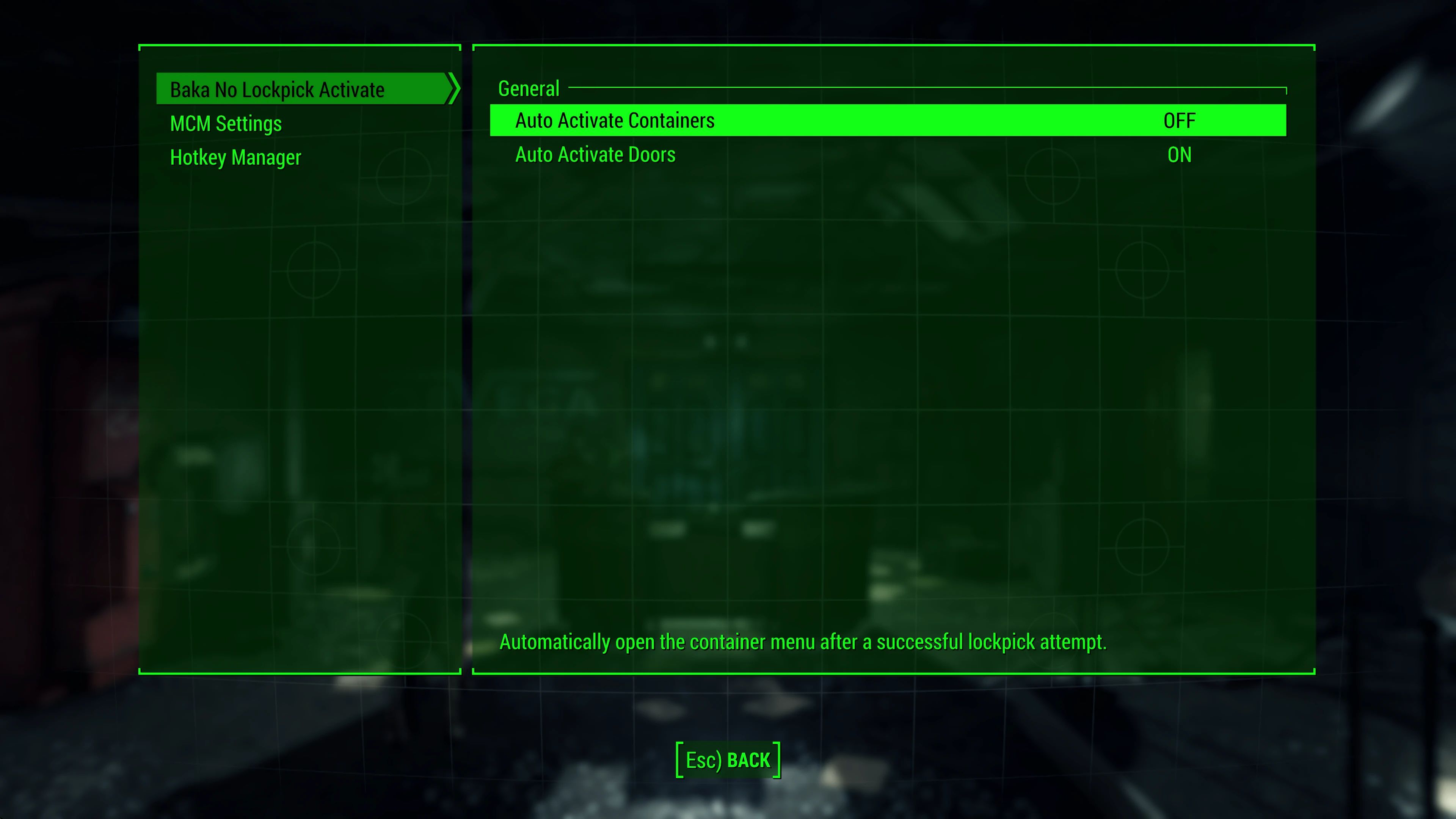 Baka No Lockpick Activate mod for Fallout 4