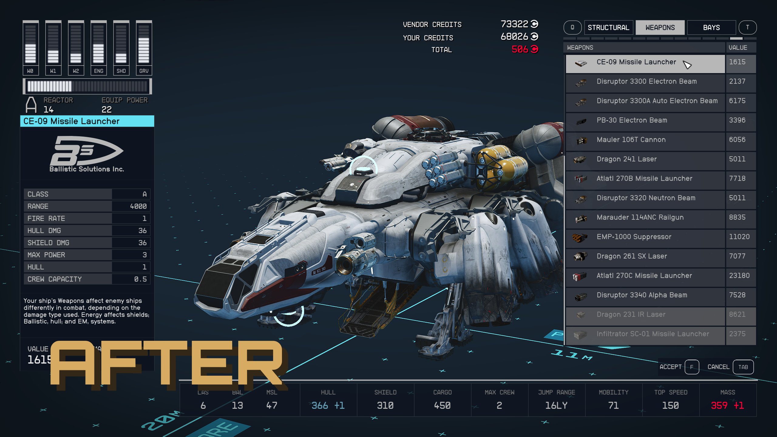Compact Ship Builder UI mod for Starfield