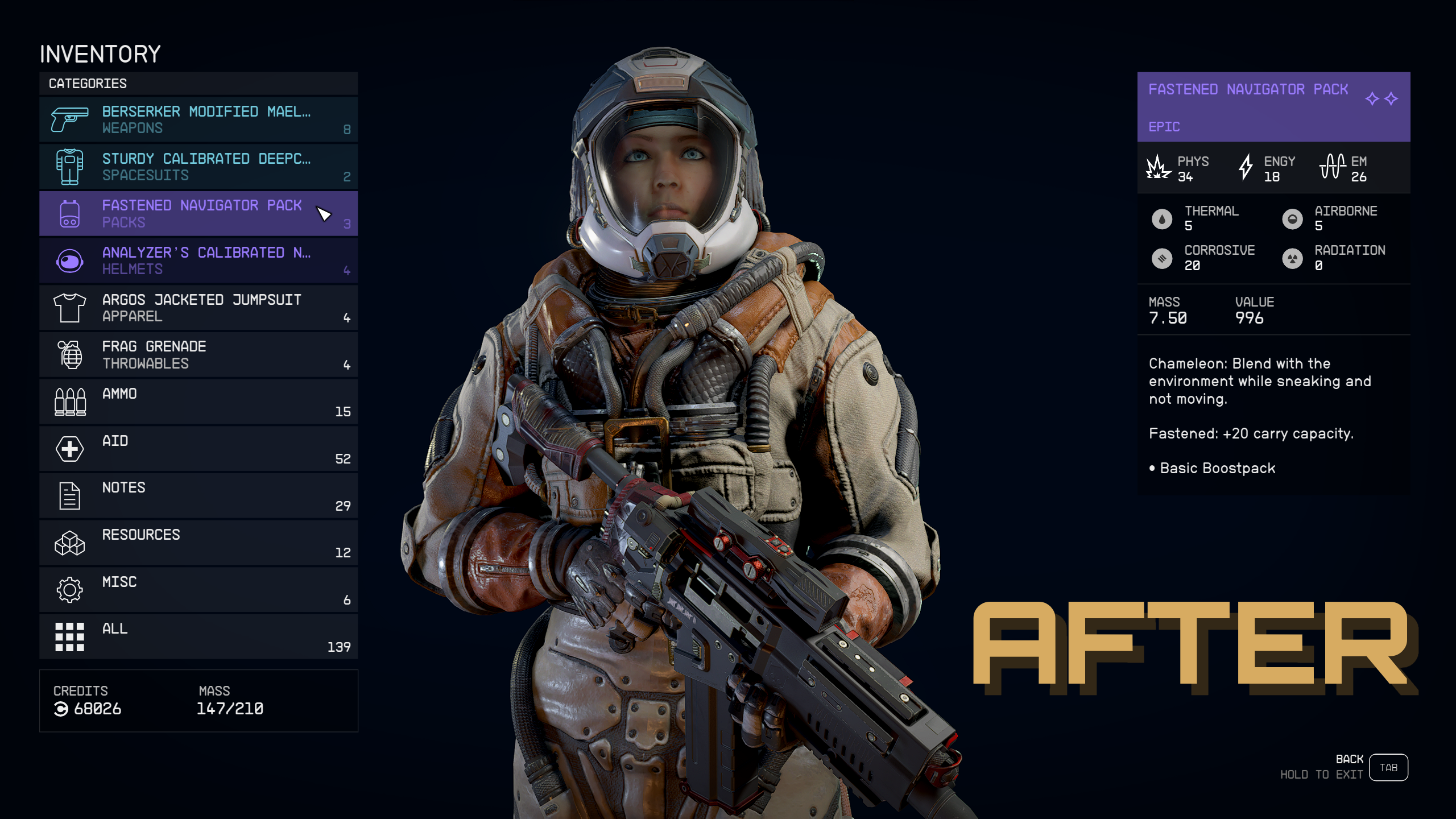 Compact Inventory UI mod for Starfield