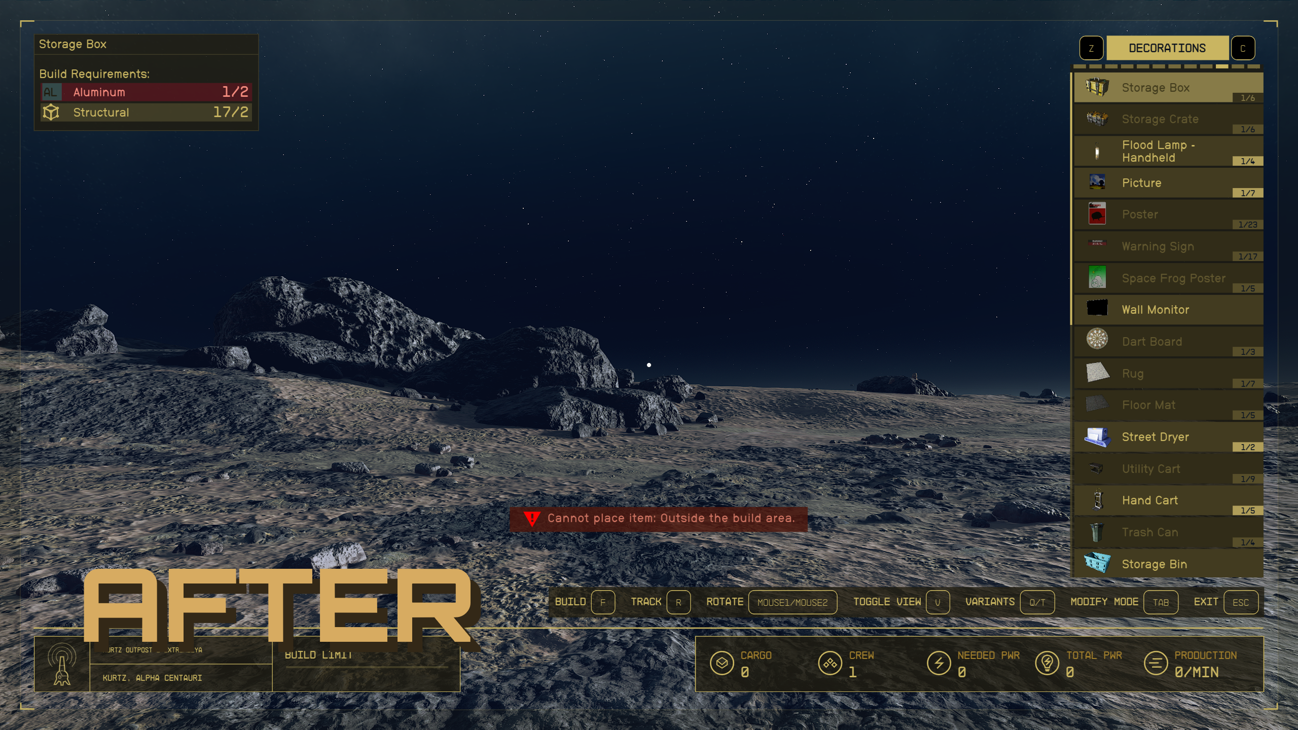 Compact Build Menu UI mod for Starfield