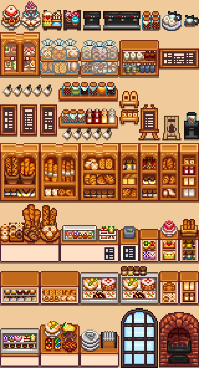 HxW Bakery & Cafe Furniture mod for Stardew Valley