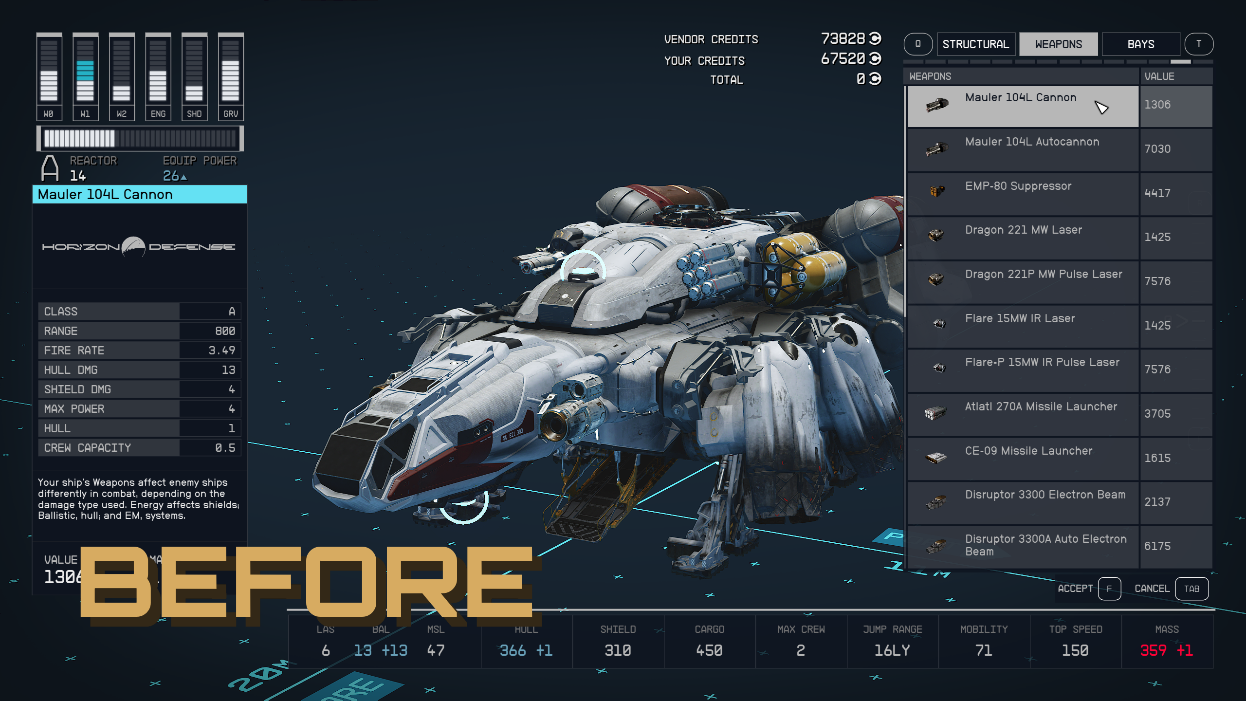 Compact Ship Builder UI mod for Starfield
