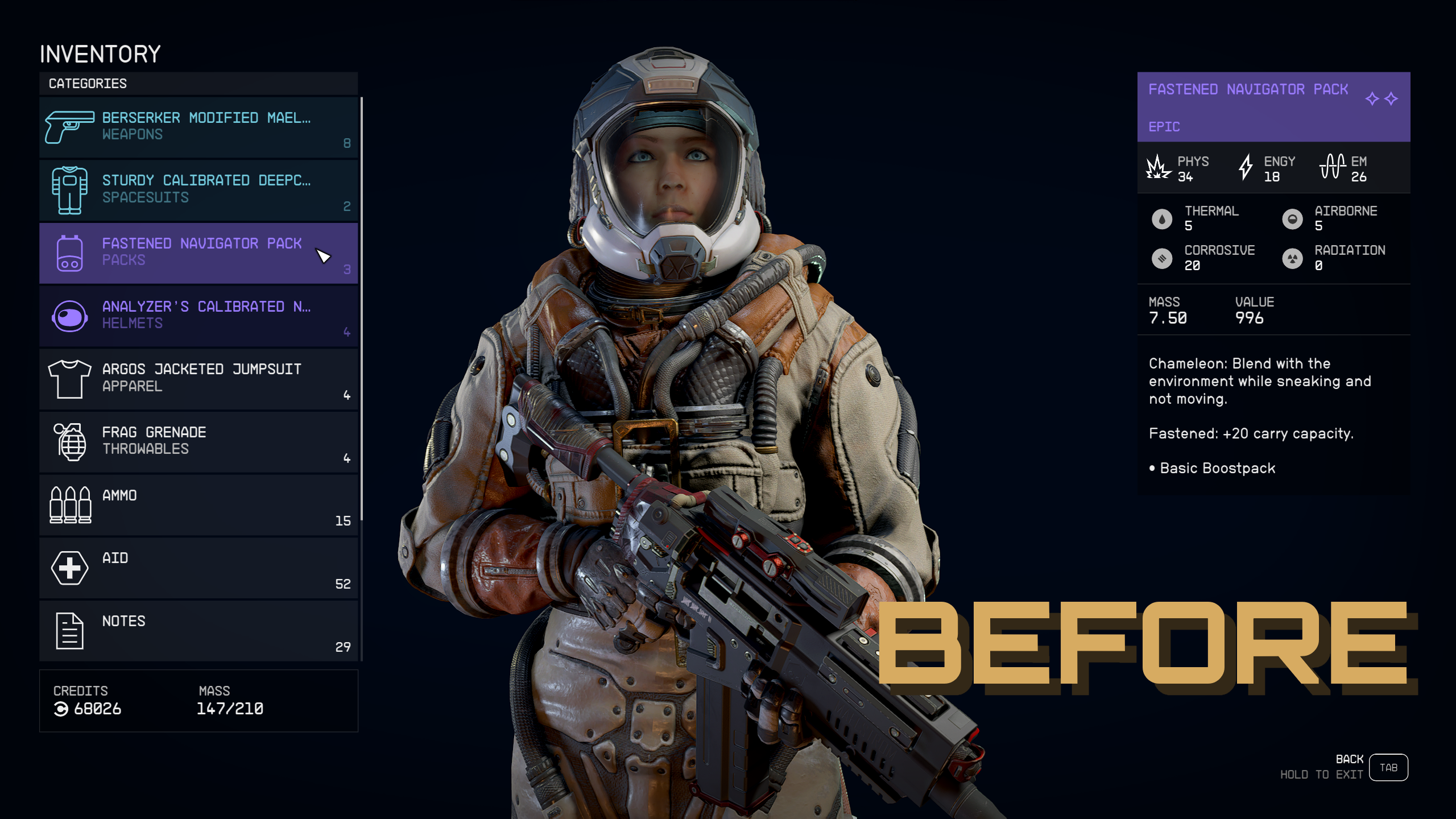 Compact Inventory UI mod for Starfield