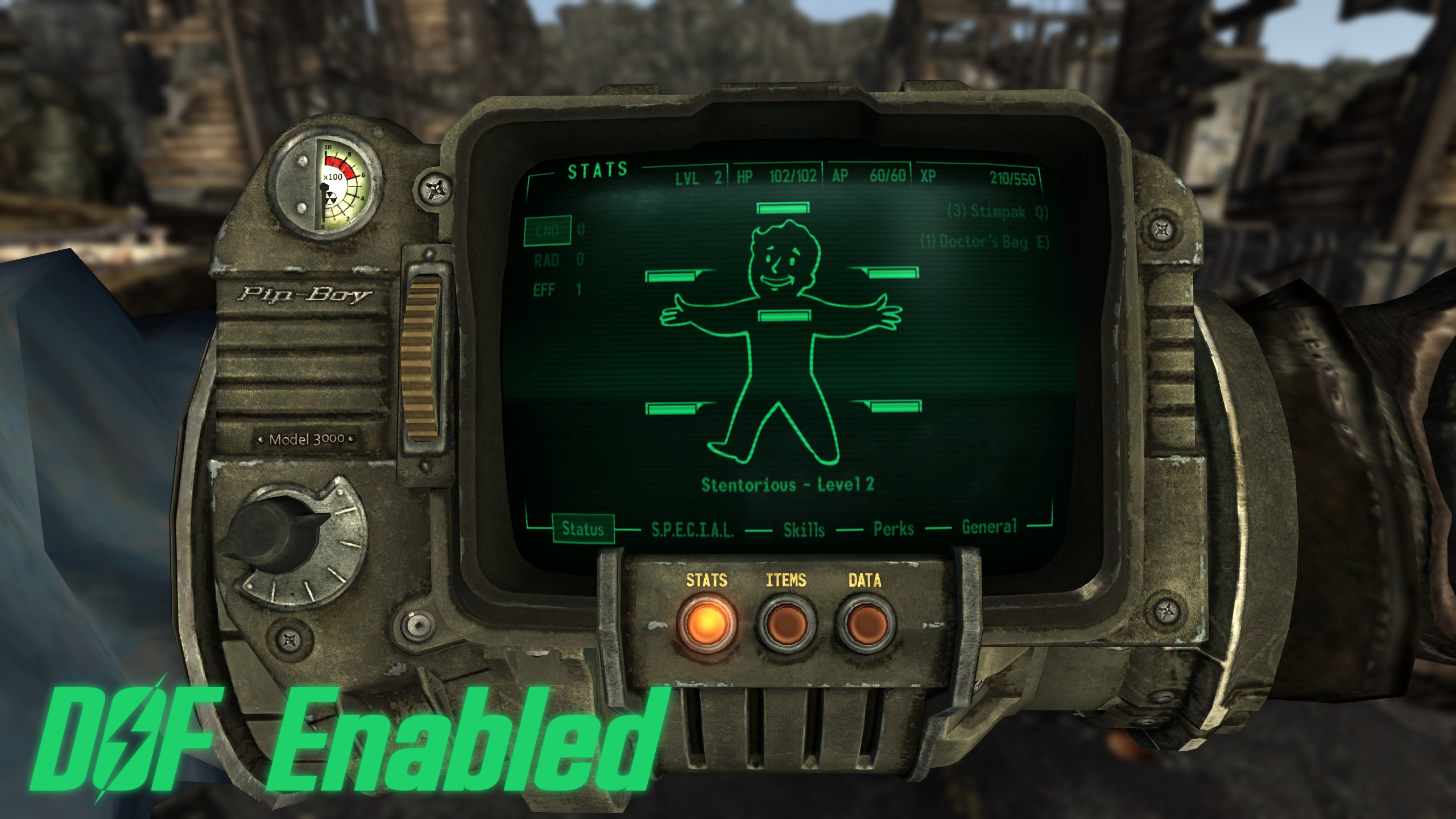 PipBoy DoF Disabler mod for Fallout: New Vegas