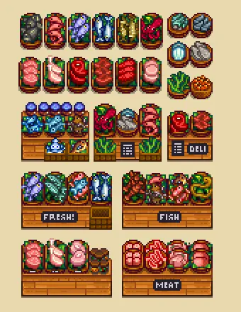 Farmer's Market Furniture - Fishmonger & Butcher Set mod for Stardew Valley