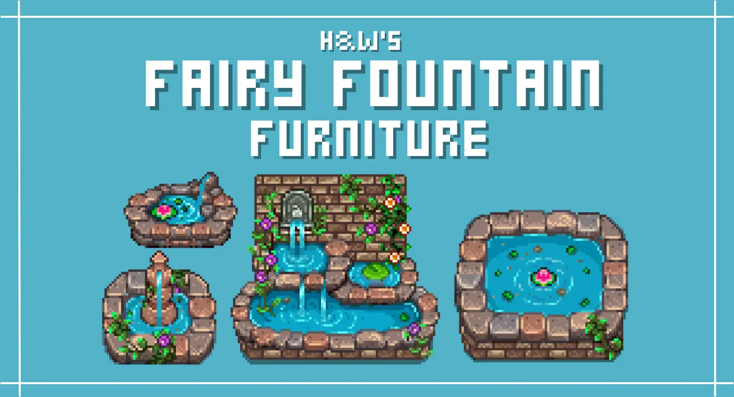 HxW Fairy Fountain Furniture mod for Stardew Valley