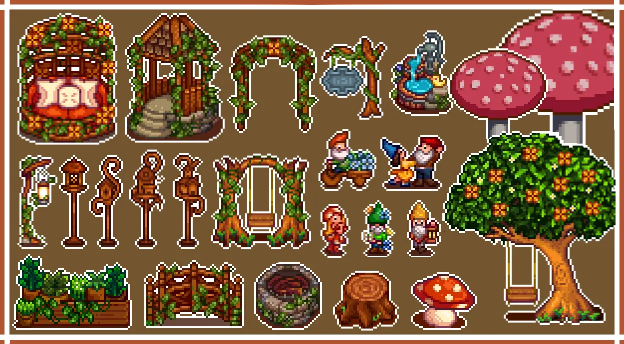 HxW Fairy Garden Outdoor Furniture mod for Stardew Valley
